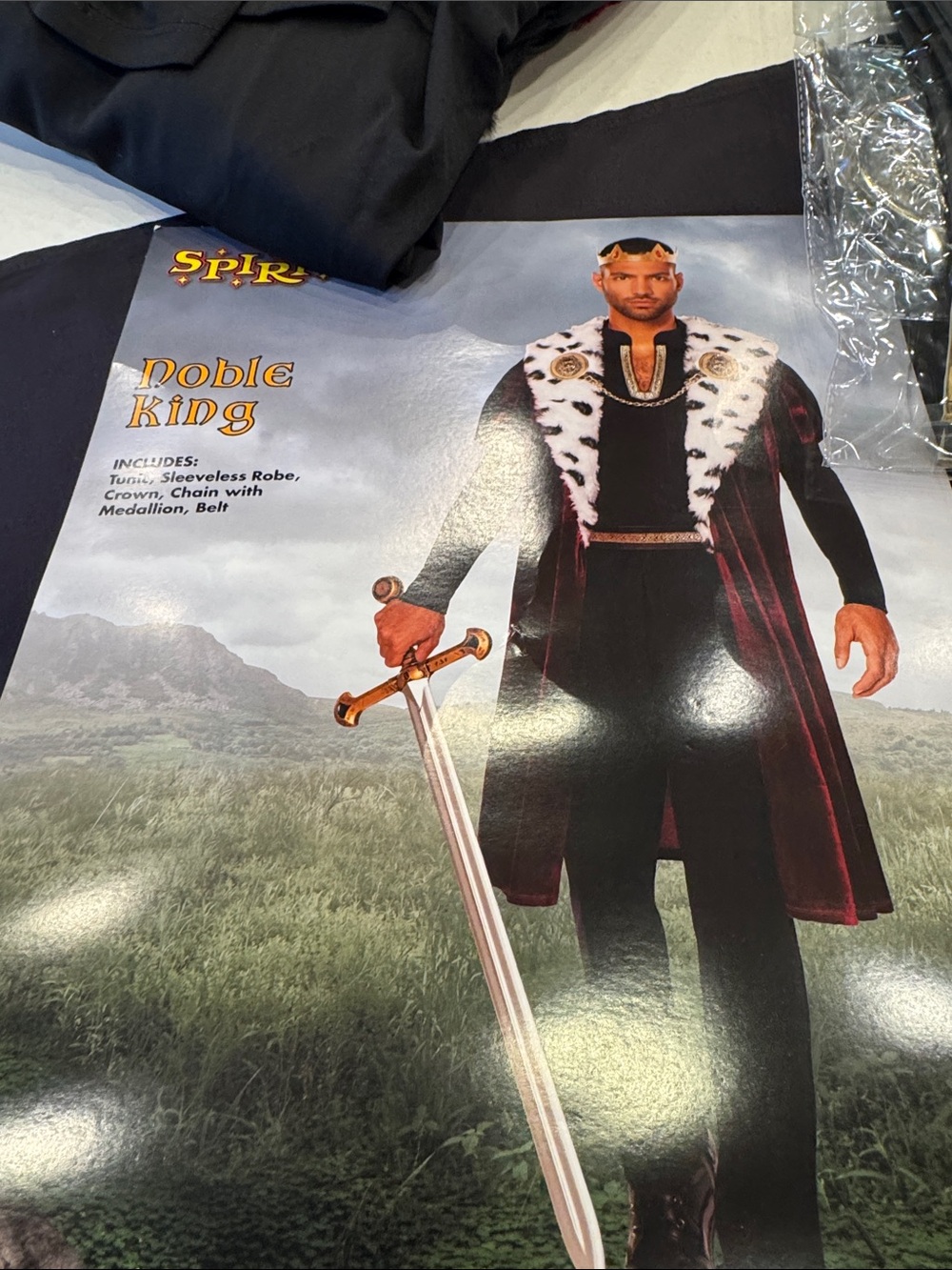 Spirit Noble King Costume - Black and Burgundy with White Fur Trim